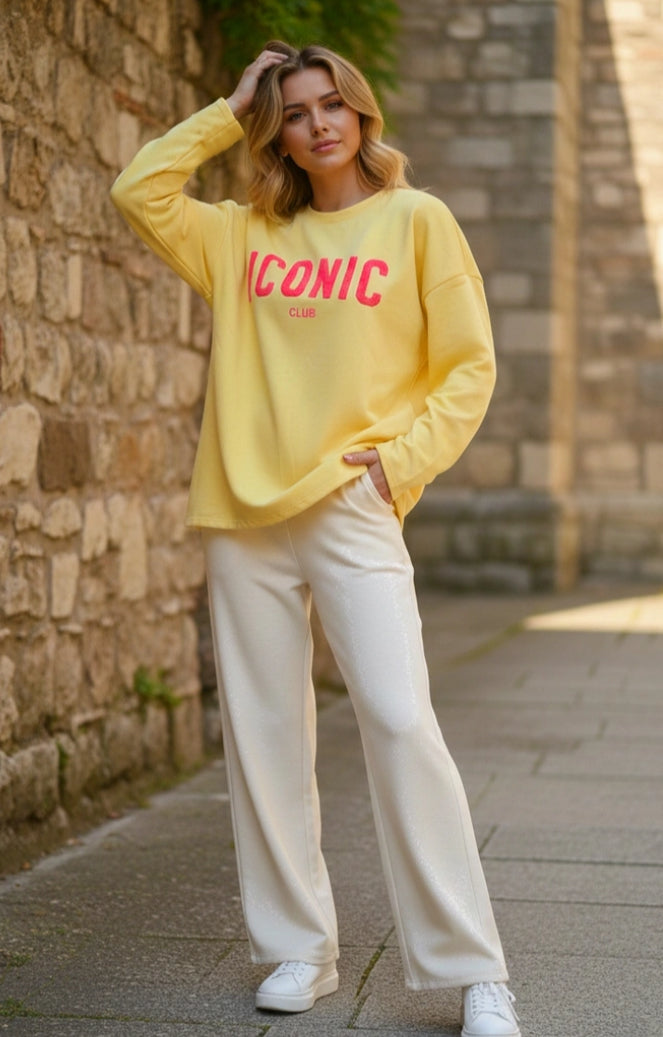 COTTON OVERSIZED ICONIC SWEATSHIRT- 13-18 - LEMON