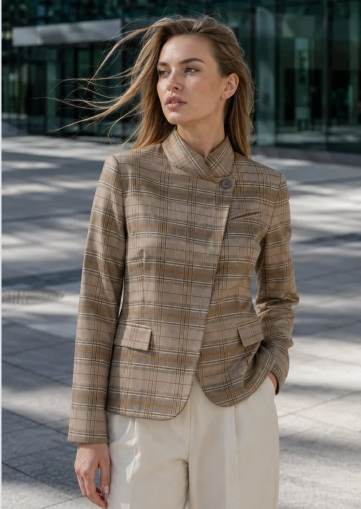 SIDE TIE CHECK JACKET - 10-14