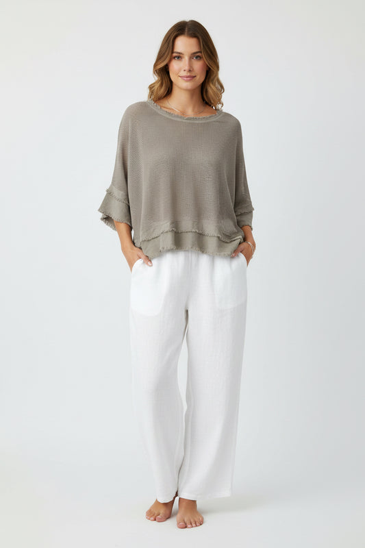 MESH COTTON TOP - 10-16 - TAUPE