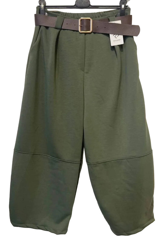 CROPPED PALAZZO- 10-16 - KHAKI