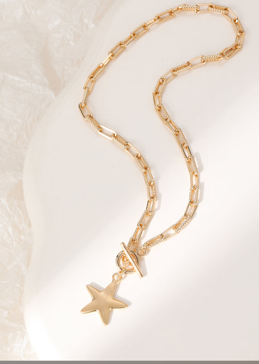 T-BAR STAR NECKLACE- GOLD