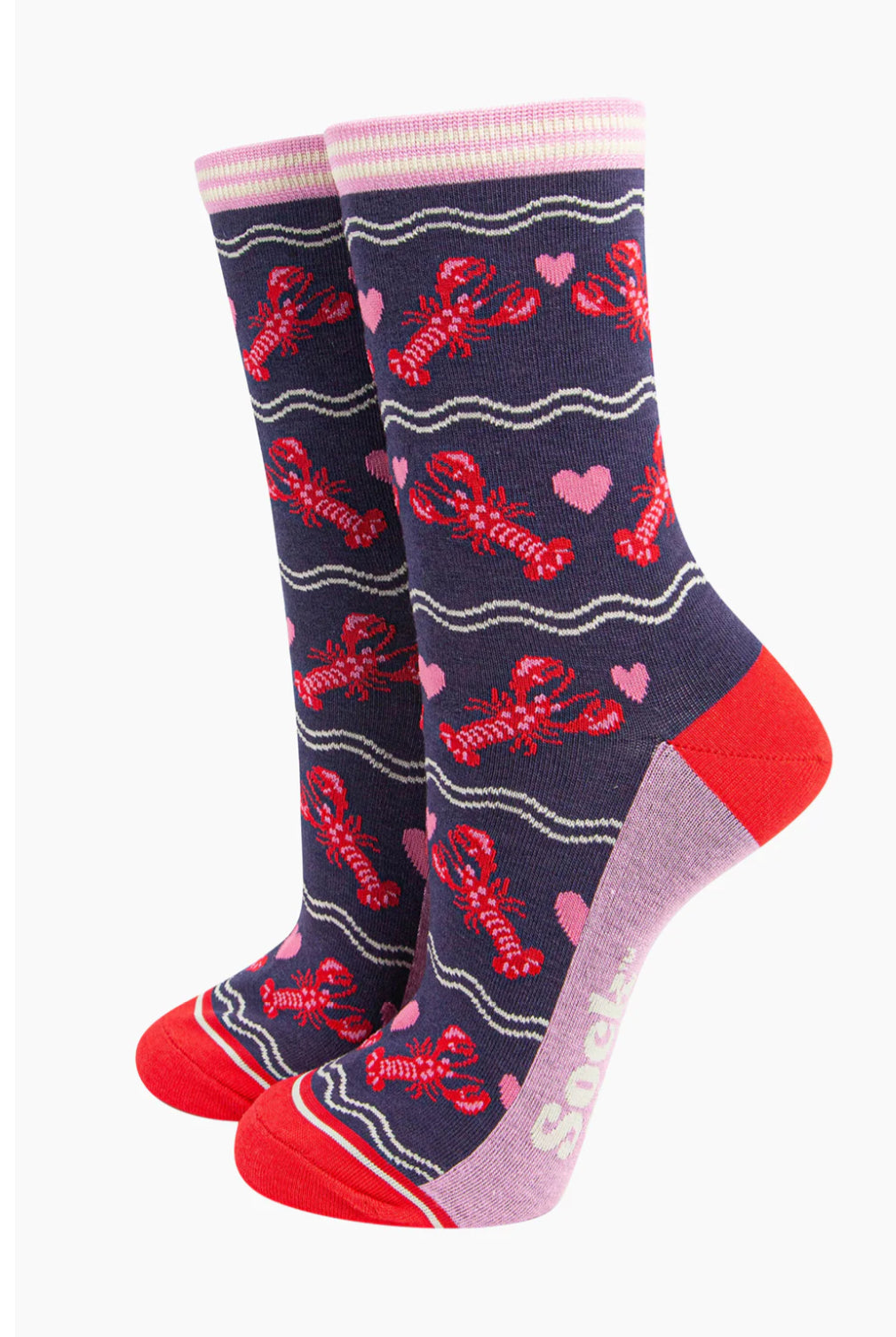 LOBSTER HEART BAMBOO SOCKS - NAVY