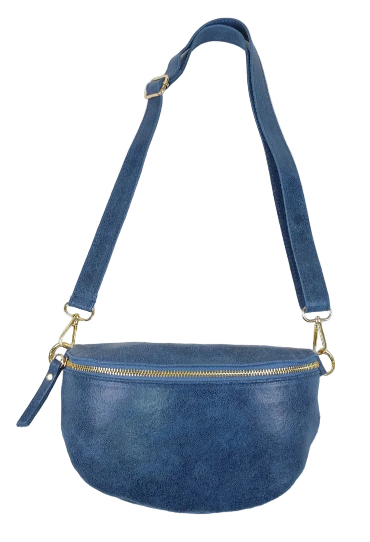 LEATHER SLING BAG - DENIM BLUE