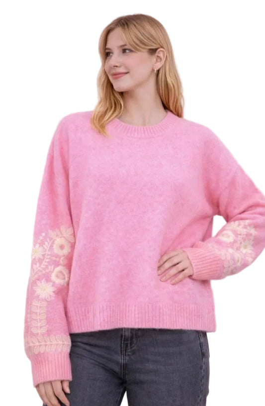 ALPACA BLEND EMBROIDERED KNIT - 10-16