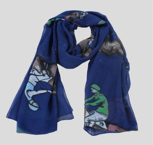 HORSE RACING SCARF - NAVY