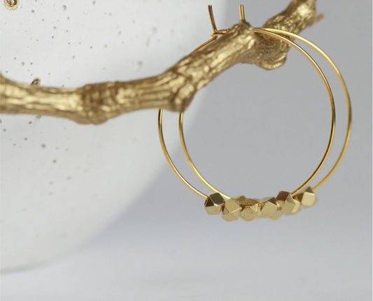 KAIKO - FACETED BEAD HOOP EARRINGS