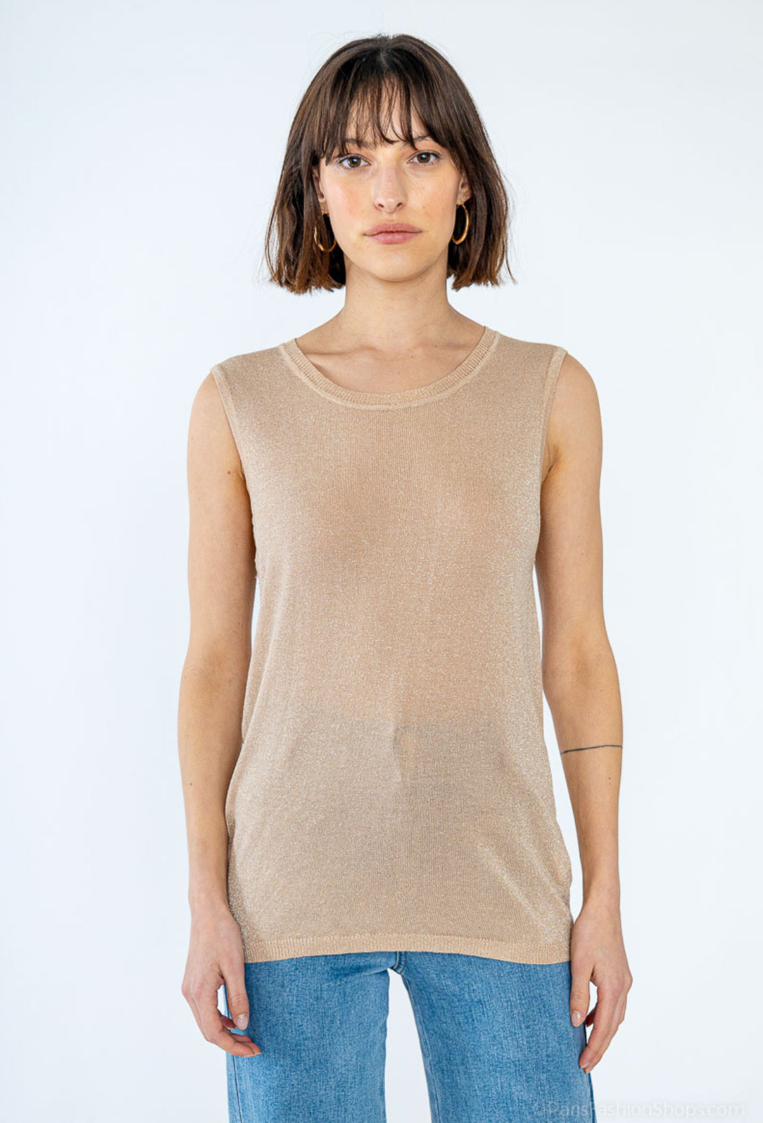 LUREX TANK TOP - 8-12 - BEIGE