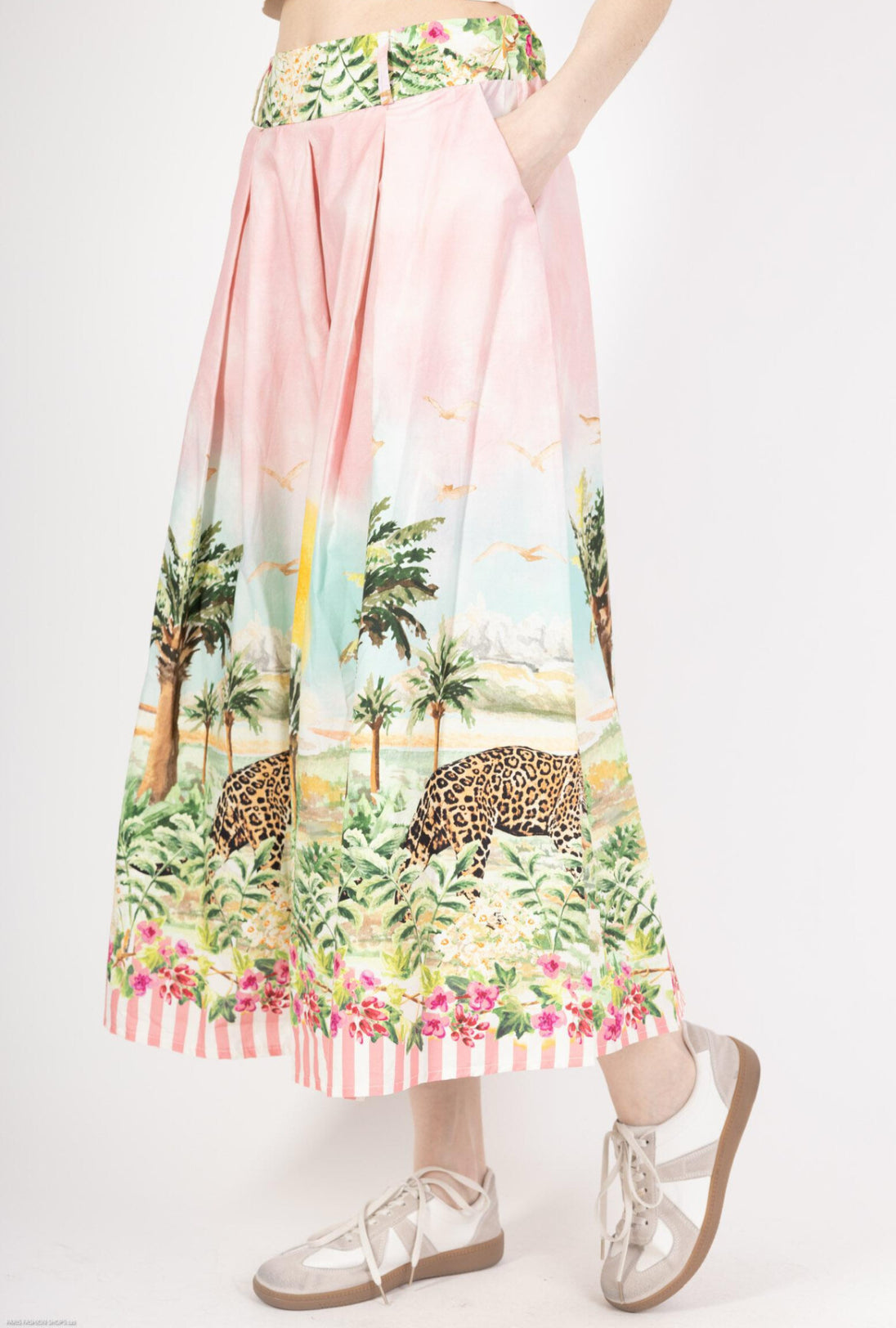 JUNGLE PRINT COTTON SKIRT 8-12/14 - PINK