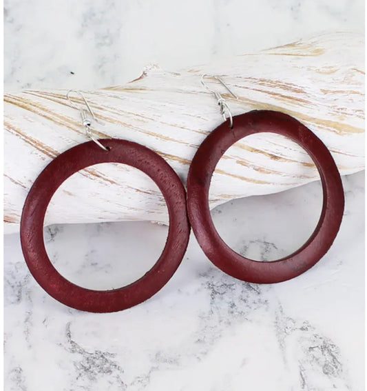 WOODEN OPEN CIRCLE EARRINGS