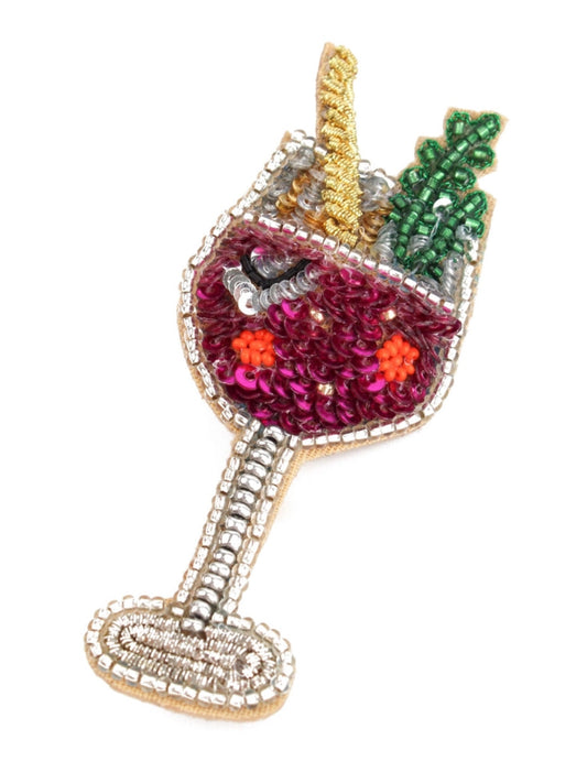HANDMADE GLASS BEAD BROOCH - PINK FIZZ COCKTAIL