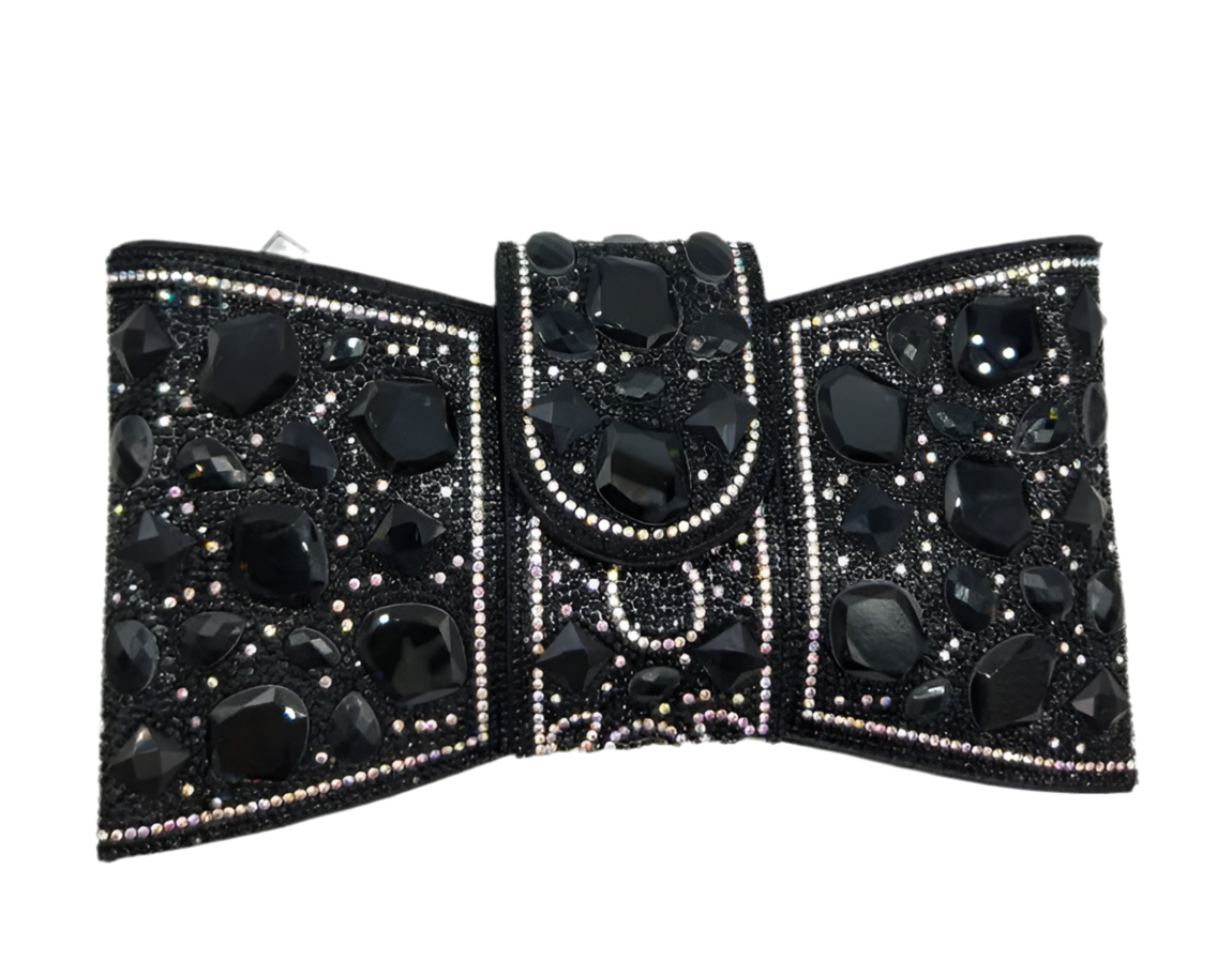 RHINESTONE BOW EVENING BAG