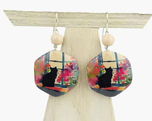 HEXAGON CAT EARRINGS