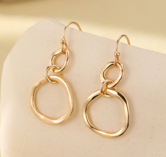 CIRCLE DROP EARRINGS- GOLD