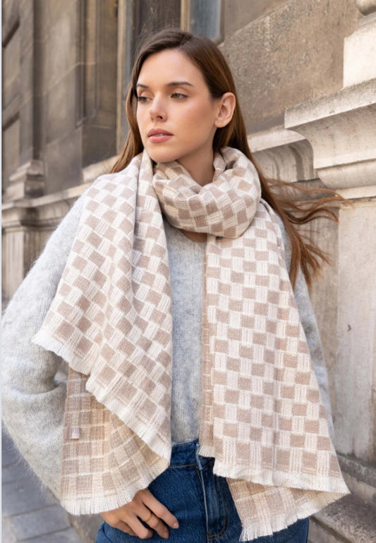 WOVEN COSY SCARF - BEIGE