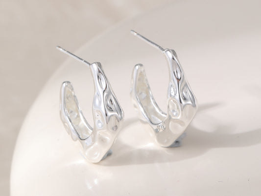 TEXTURED HOOP STUD EARRINGS