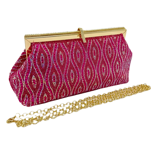 BEADED OCCASION BAG - FUSCHIA