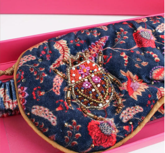 LUXURY VELVET HANDMADE EYE MASK- comes with matching pouch & gift box - BEETLE