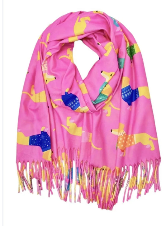 PAW PRINT FRINGED SCARF