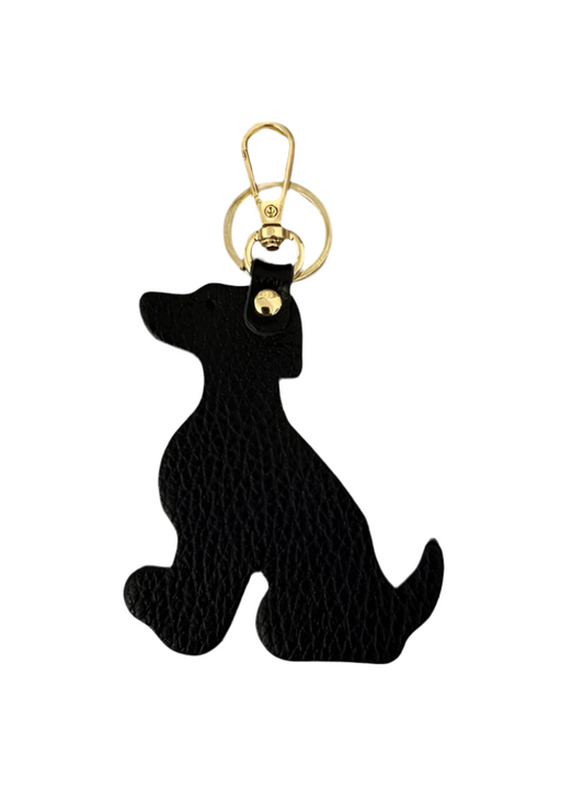 LEATHER DOG KEYRING - BLACK