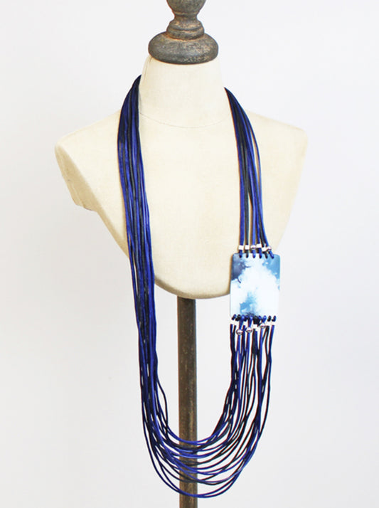 RESIN MARBLED MULTI STRAND NECKLACE