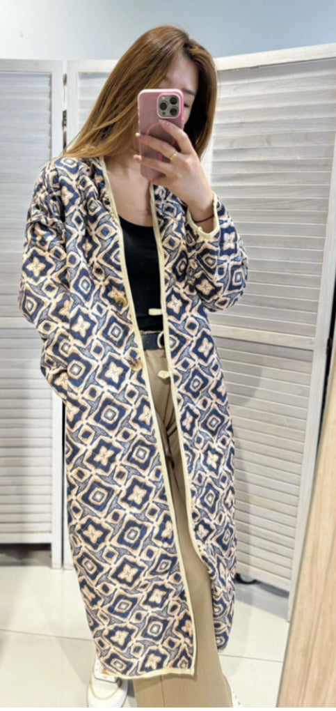 *SALE* LONG QUILTED JACKET - 8-neat 14 - NAVY