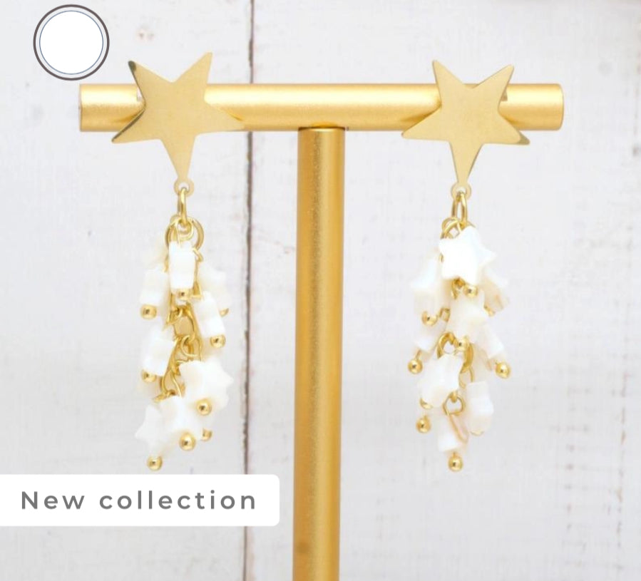STAR DROP STATEMENT EARRINGS- CREAM