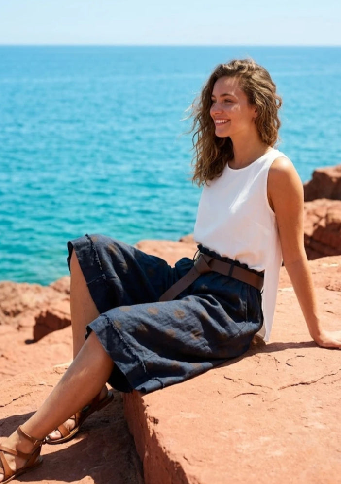 LINEN POLKA BERMUDAS - 10-16