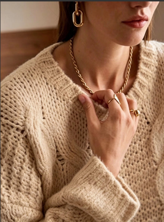 CABLE BOXY KNIT - 10-14 - CAMEL