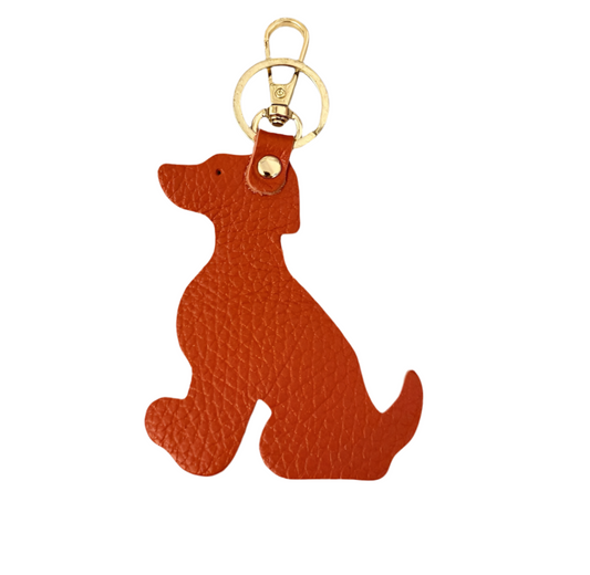 LEATHER DOG KEYRING - ORANGE