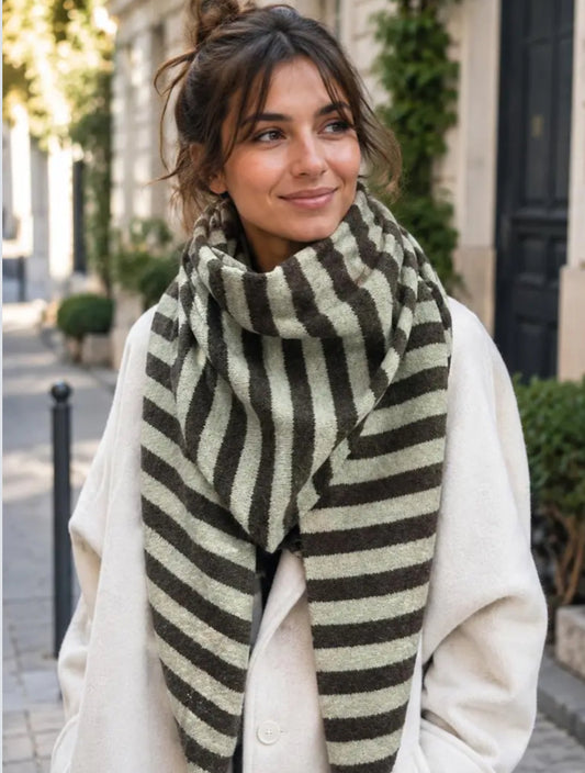 STRIPE TRIANGLE KNIT SCARF
