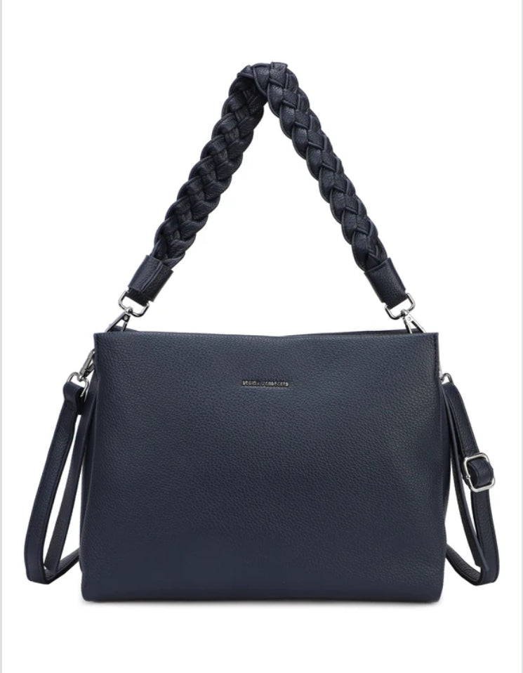 BRAIDED HANDLE CROSSBODY - NAVY