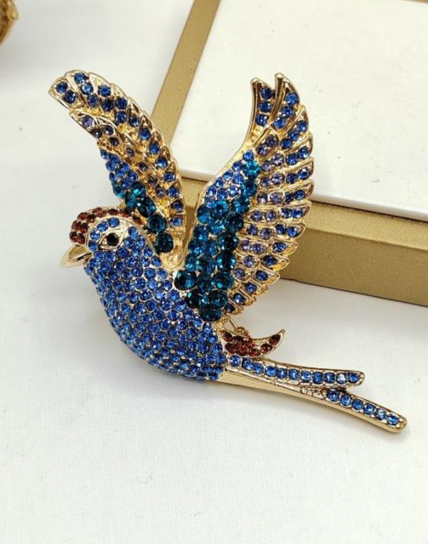 CRYSTAL BIRD BROOCH