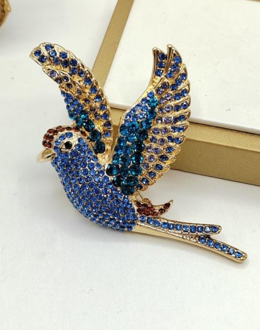 CRYSTAL BIRD BROOCH