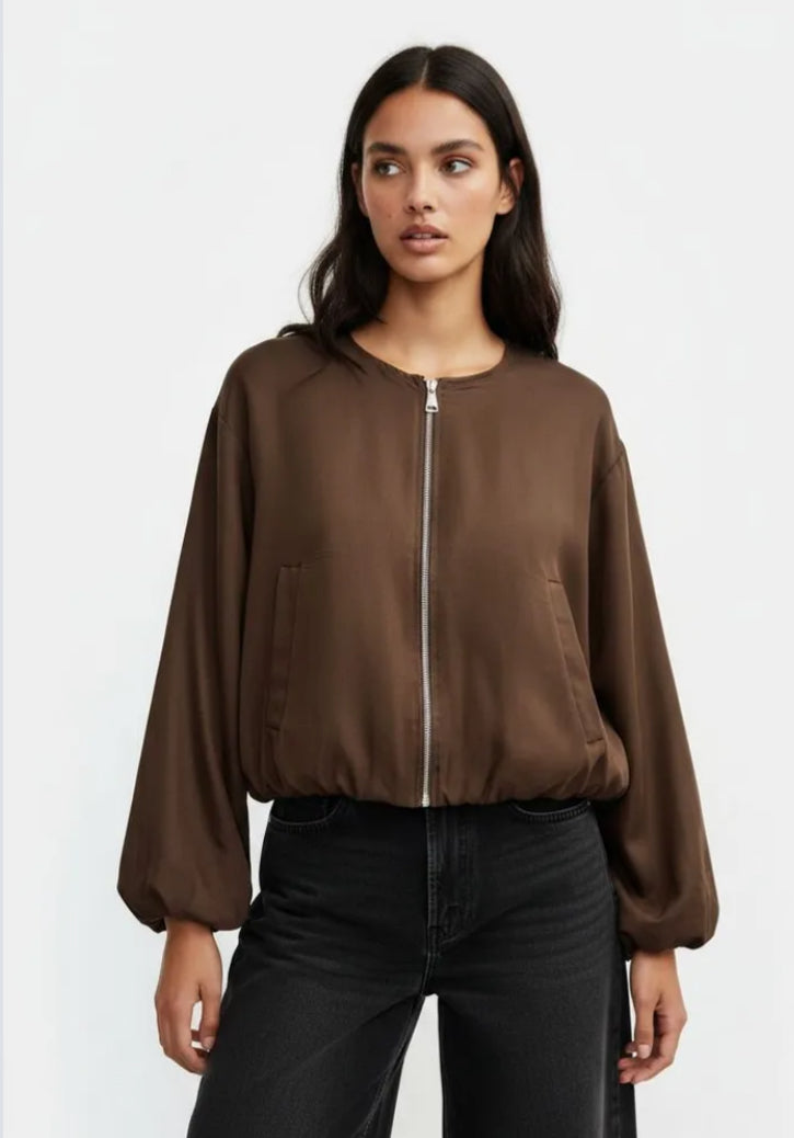 LIGHTWEIGHT BOMBER JACKET - 10-16 - CHOCOLATE