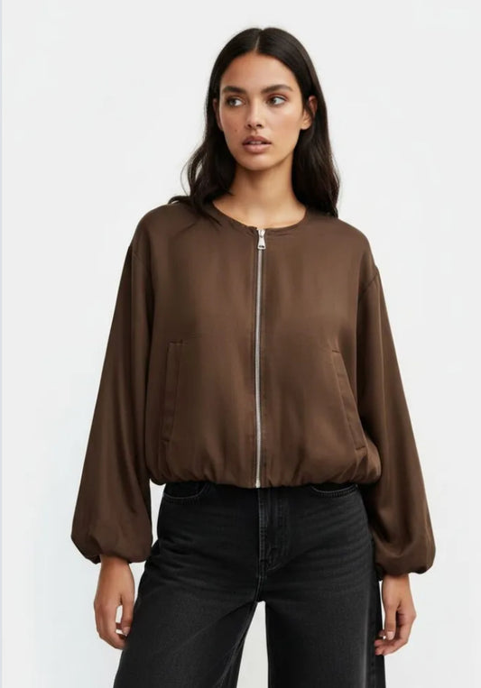LIGHTWEIGHT BOMBER JACKET - 10-16 - CHOCOLATE