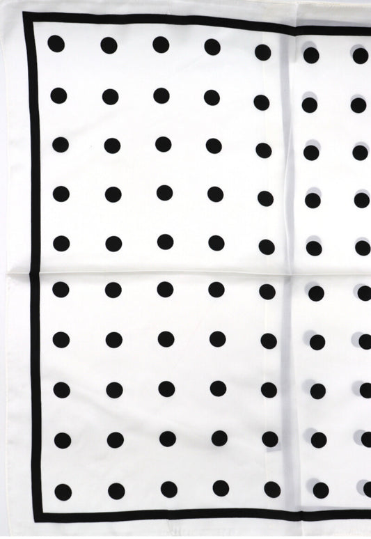 POLKADOT SATIN NECK SQUARE - WHITE