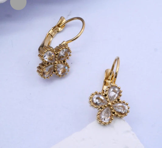 CRYSTAL PETAL EARRINGS - GOLD