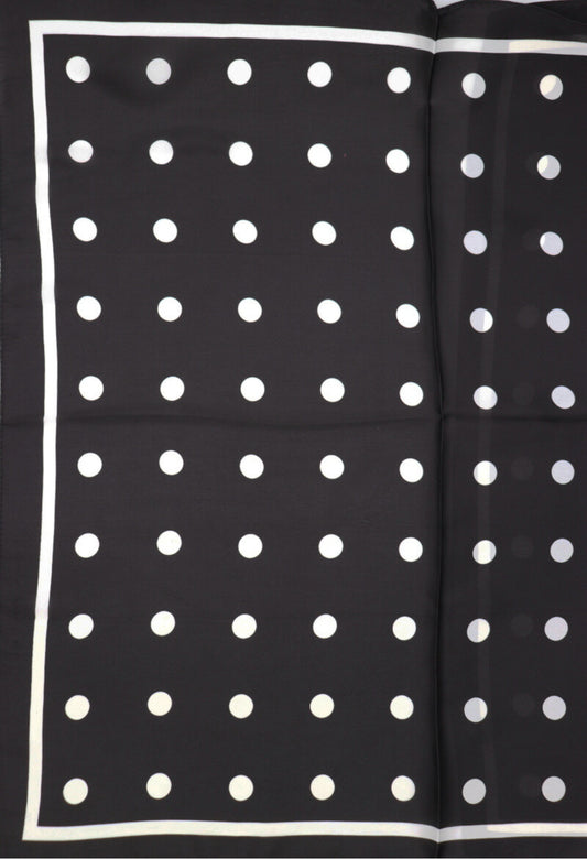 POLKA DOT SATIN NECK SQUARE - BLACK