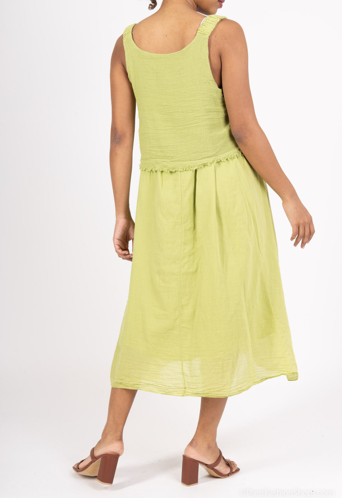COTTON LAYERED DRESS - 8-12 - LIME