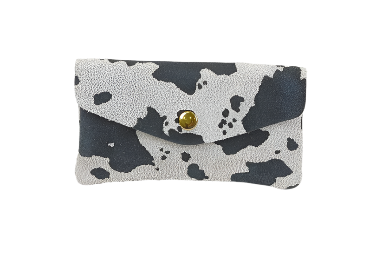 COW PRINT LEATHER WALLET - BLACK