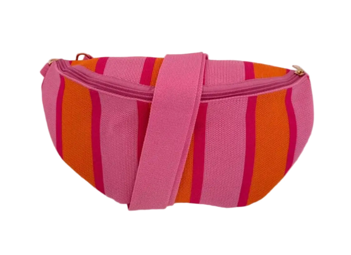 STRIPE SLING BAG - FUSCHIA/ORANGE