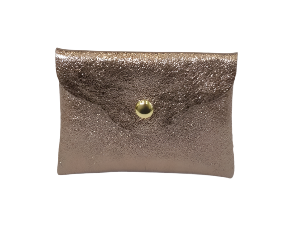 ITALIAN LEATHER CARD WALLET - BRONZE