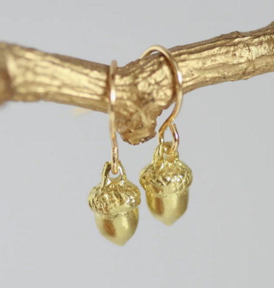 KAIKO - DELICATE ACORN EARRINGS- GOLD PLATED