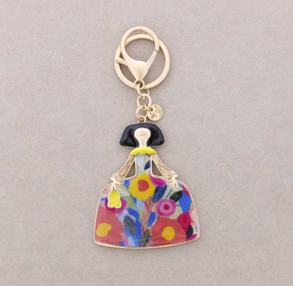METAL ENAMELLED LADY KEYRING
