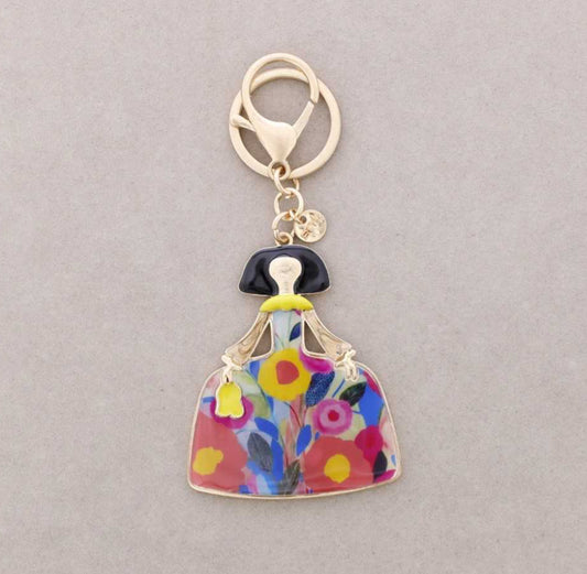 METAL ENAMELLED LADY KEYRING