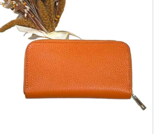 LEATHER ZIP WALLET - ORANGE