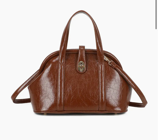 CLASP HAND & SHOULDER BAG - TAN