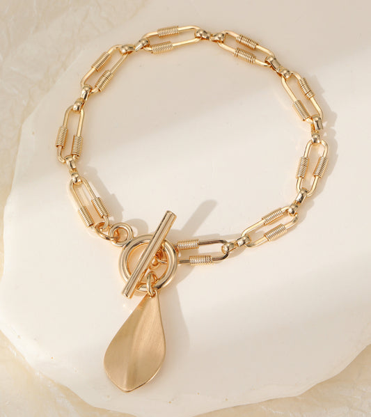 T-BAR TEARDROP BRACELET- GOLD