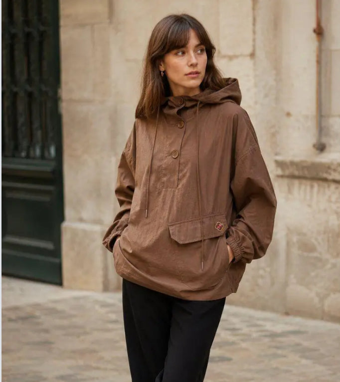 HOOD OVERHEAD JACKET - 10-16 - CHOCOLATE