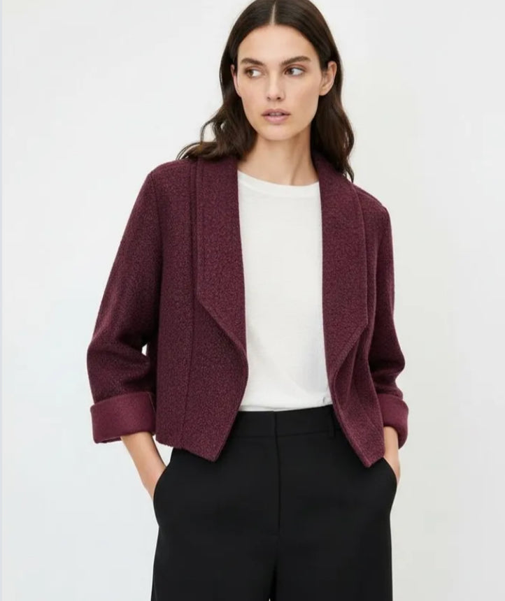 WATERFALL BOUCLE JACKET - 10-14 - BURGUNDY